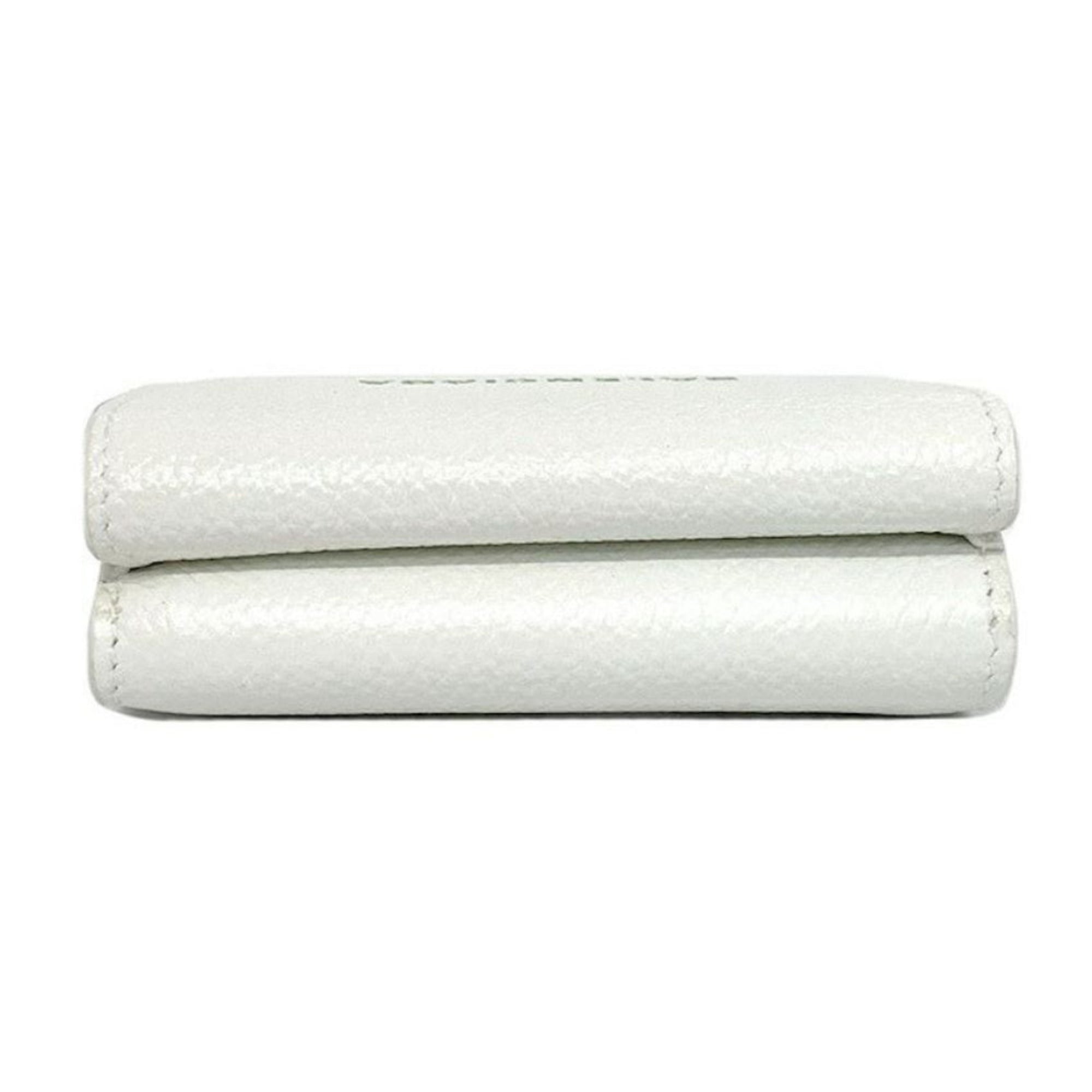 Balenciaga Everyday White Leather Logo Mini Trifold Wallet