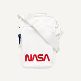 Balenciaga Nasa Logo White Recycled Nylon Phone Holder Crossbody Bag