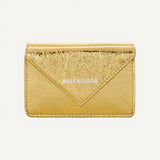 Balenciaga Papier Gold Arena Lambskin Mini Trifold Wallet