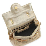 Balmain B-Buzz 23 Metallic Gold Tote Crossbody Shoulder Bag Calf Leather