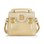 Balmain B-Buzz 23 Metallic Gold Tote Crossbody Shoulder Bag Calf Leather