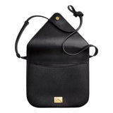 Bottega Veneta Mount Envelope Black and Gold Leather Medium Shoulder Bag