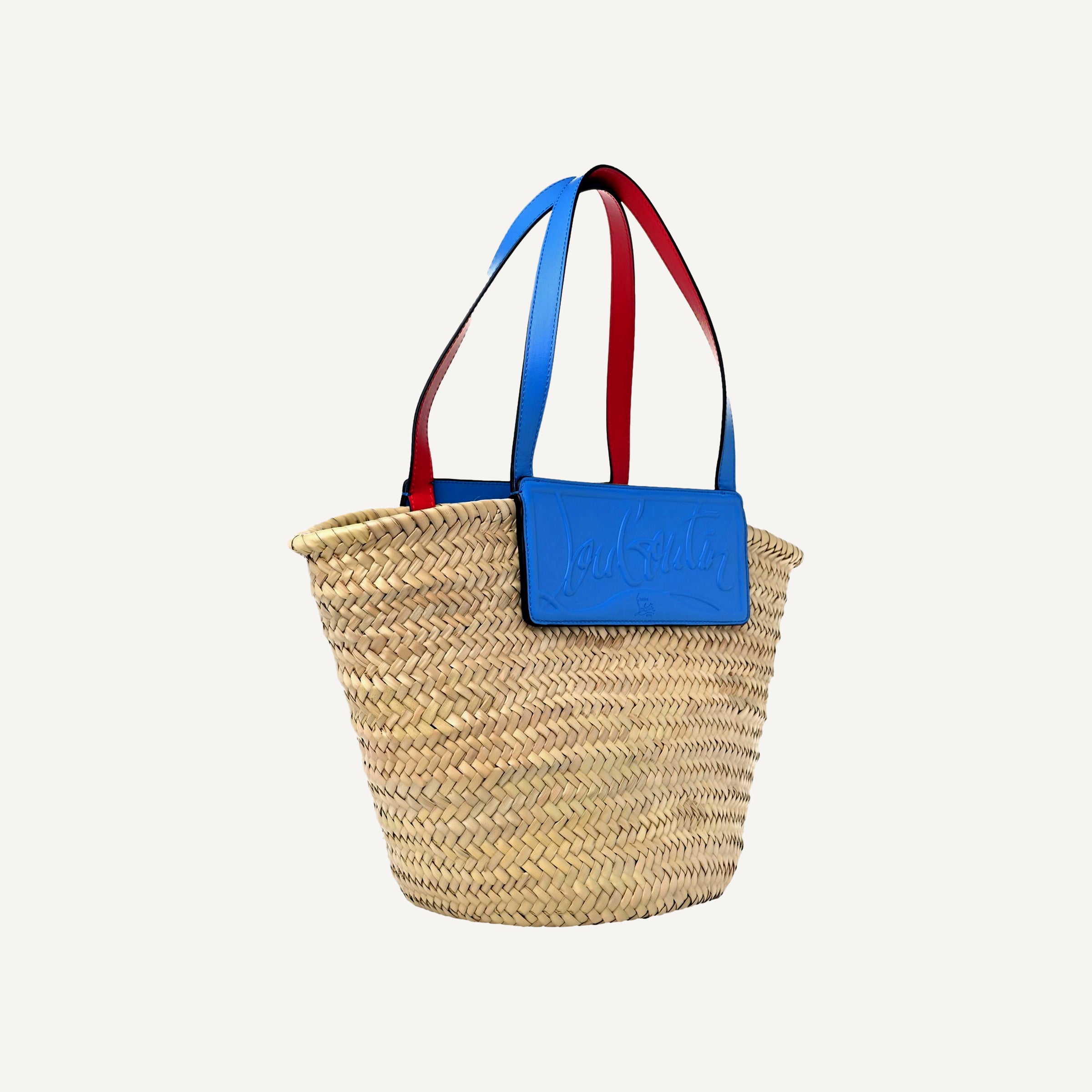 Christian Louboutin Loubishore Blue Woven Raffia Large Tote Bag