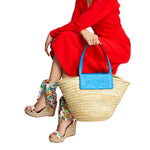 Christian Louboutin Loubishore Blue Woven Raffia Large Tote Bag