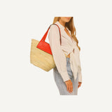 Christian Louboutin Loubishore Orange Woven Raffia Large Tote Bag