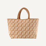 Fendi FF Cammello Beige Knitted Cashmere Large Shopper Tote Bag