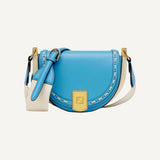 Fendi Moonlight Cyber Blue Leather Satchel Crossbody Bag