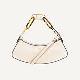 Fendi O'Lock Swing Ivory Calfskin Leather Shoulder Bag
