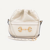 Gucci 1955 Horsebit White Leather Bucket Bag