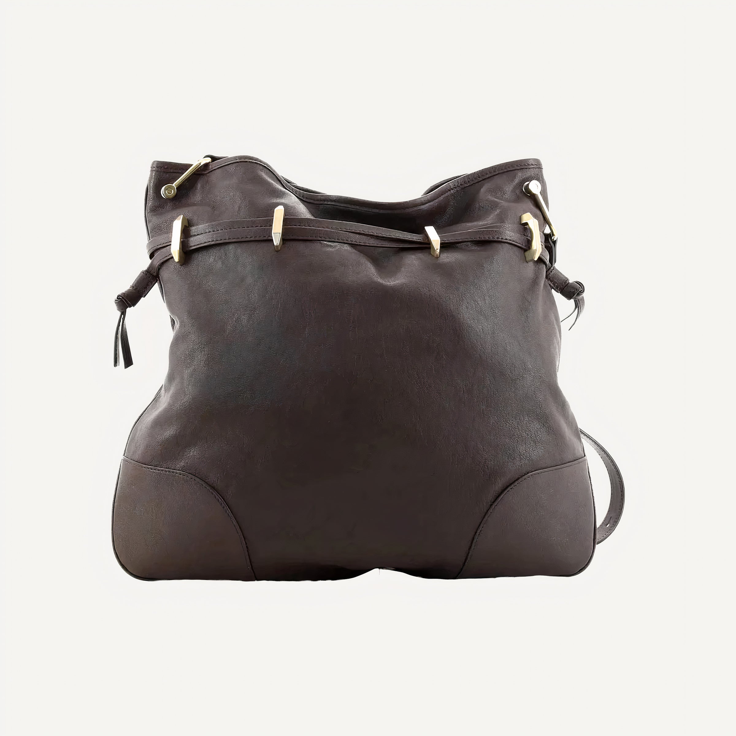 Gucci 1955 Morsetto Large Brown Leather Horsebit Drawstring Bucket Bag