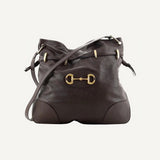 Gucci 1955 Morsetto Large Brown Leather Horsebit Drawstring Bucket Bag