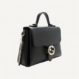 Gucci Interlocking G Black Calf Leather Chain Crossbody Bag