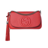 Gucci Soho Disco GG Tassel Chain Red Leather Flap Crossbody Bag