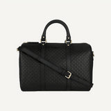 Gucci Microguccissima GG Black Leather Embossed Boston Bag