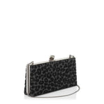 Jimmy Choo Celeste Black Devore Velvet Leopard Clutch Bag