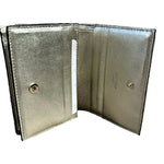 Jimmy Choo Farone Champagne Metallic Leather Card Case Wallet