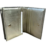 Jimmy Choo Farone Champagne Metallic Leather Card Case Wallet