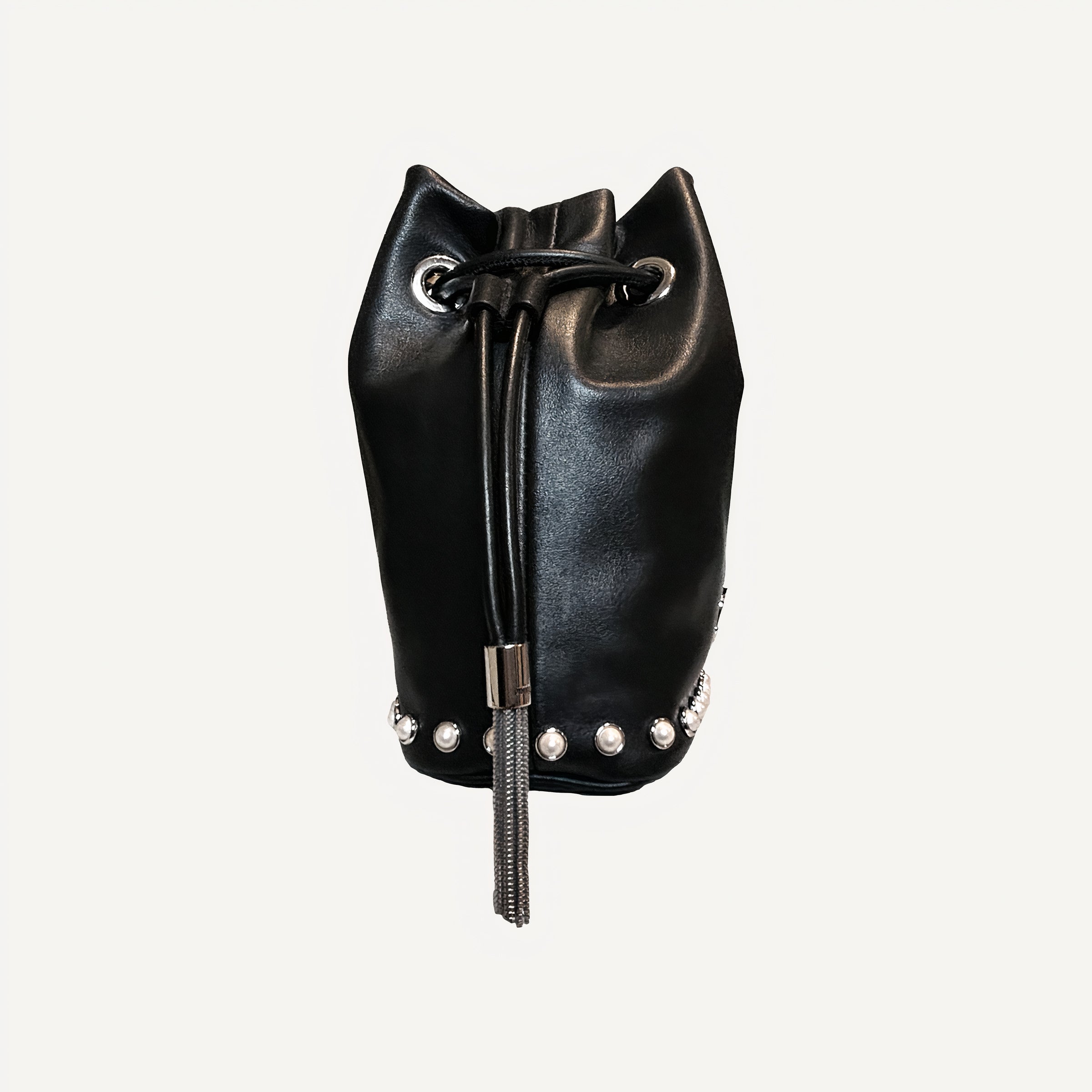Jimmy Choo Marcheline Black Pearl Small Bucket Crossbody Bag