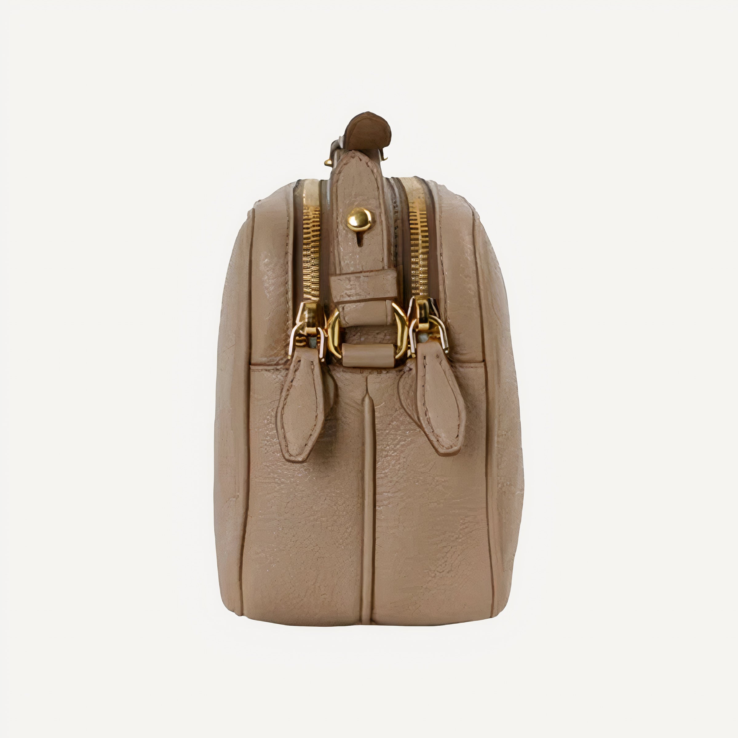 Prada Beige Vitello Phenix Leather Double Zip Crossbody Bag