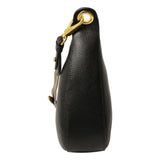 Prada Black Vitello Phenix Leather Web Stripe Strap Crossbody Bag