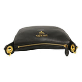 Prada Black Vitello Phenix Leather Web Stripe Strap Crossbody Bag