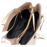 Prada Embossed Logo Cammeo Beige Soft Leather Handbag Shopper Tote Bag