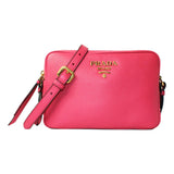 Prada Peonia Pink Vitello Phenix Leather Double Zip Crossbody Bag