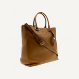 Prada Vitello Phenix Caramel Brown Shopping Tote Bag