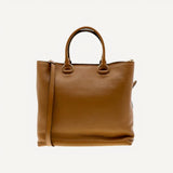 Prada Vitello Phenix Caramel Brown Shopping Tote Bag