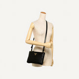 Prada Vitello Phenix Leather Gold Hardware Black Crossbody Bag