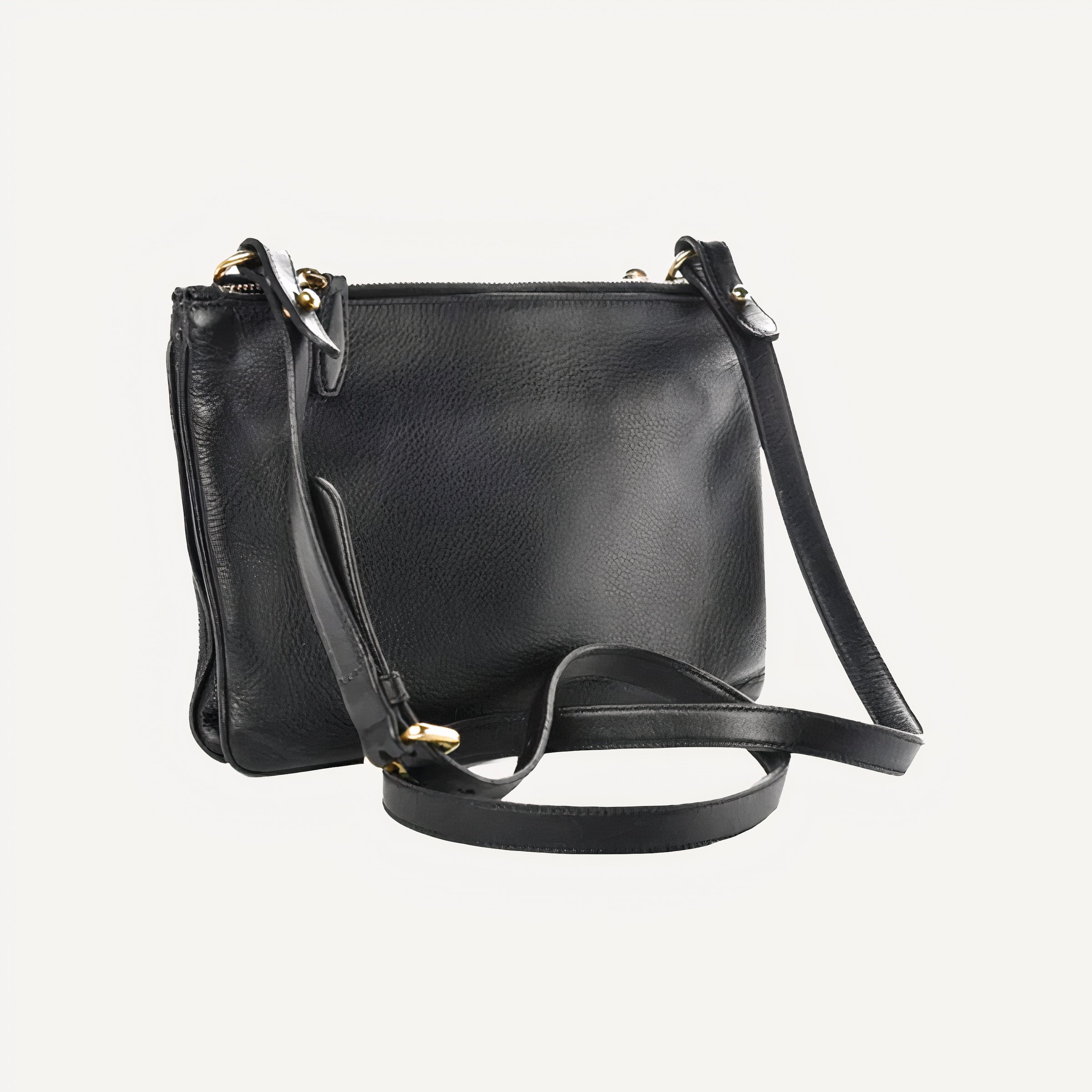 Prada Vitello Phenix Leather Gold Hardware Black Crossbody Bag