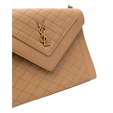 YSL Gabby Monogram Quilted Lambskin Leather Light Brown Shoulder Bag