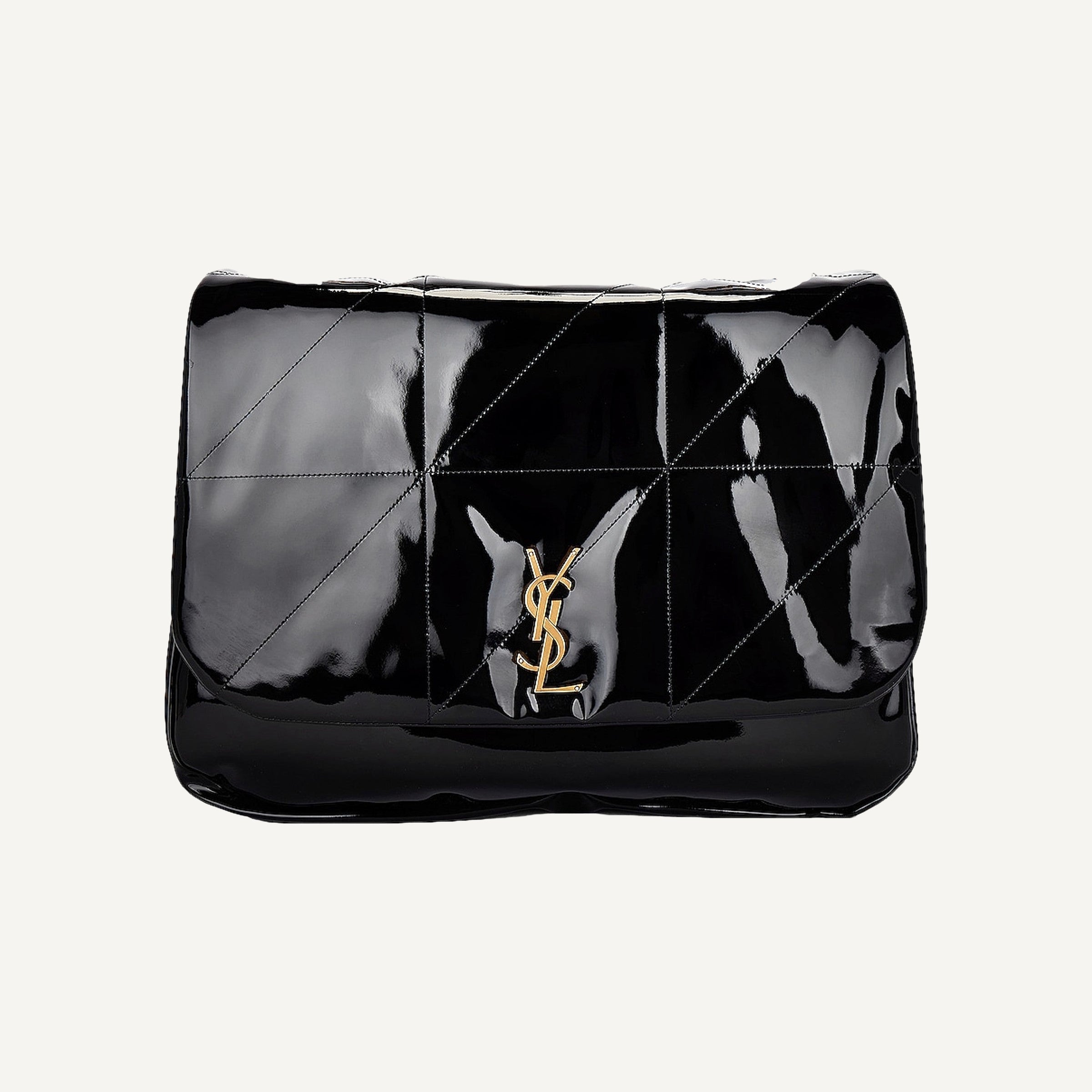 YSL Jamie Black Patent Leather Chain Strap Large Shoulder Bag