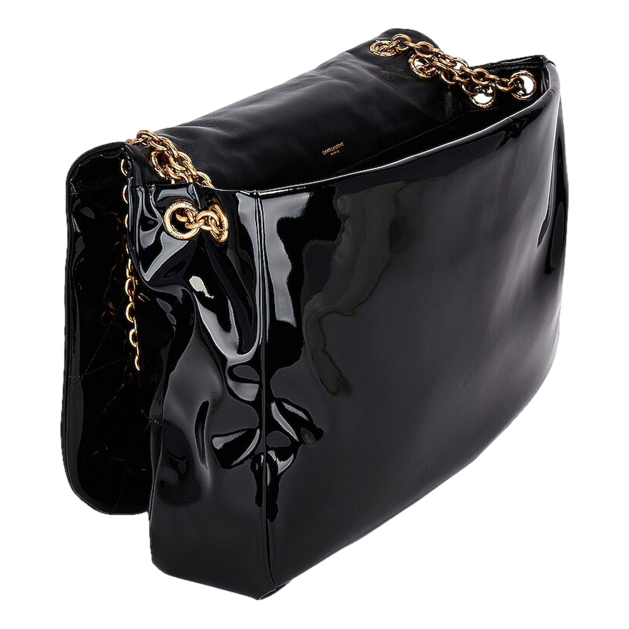 YSL Jamie Black Patent Leather Chain Strap Large Shoulder Bag