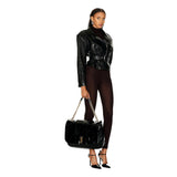 YSL Jamie Black Patent Leather Chain Strap Large Shoulder Bag