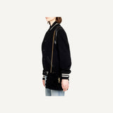 YSL Loulou Black Shearling Medium Shoulder Bag