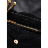 YSL Loulou Black Shearling Medium Shoulder Bag