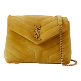 YSL Loulou Monogram Chartreuse Suede Medium Shoulder Bag