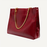 YSL Siena Ultra Lux Red Calf Leather Chain Shoulder Tote Bag