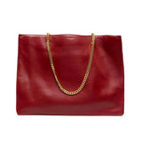 YSL Siena Ultra Lux Red Calf Leather Chain Shoulder Tote Bag