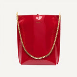 YSL Suzanne Red Patent Leather Small Chain Hobo Bag