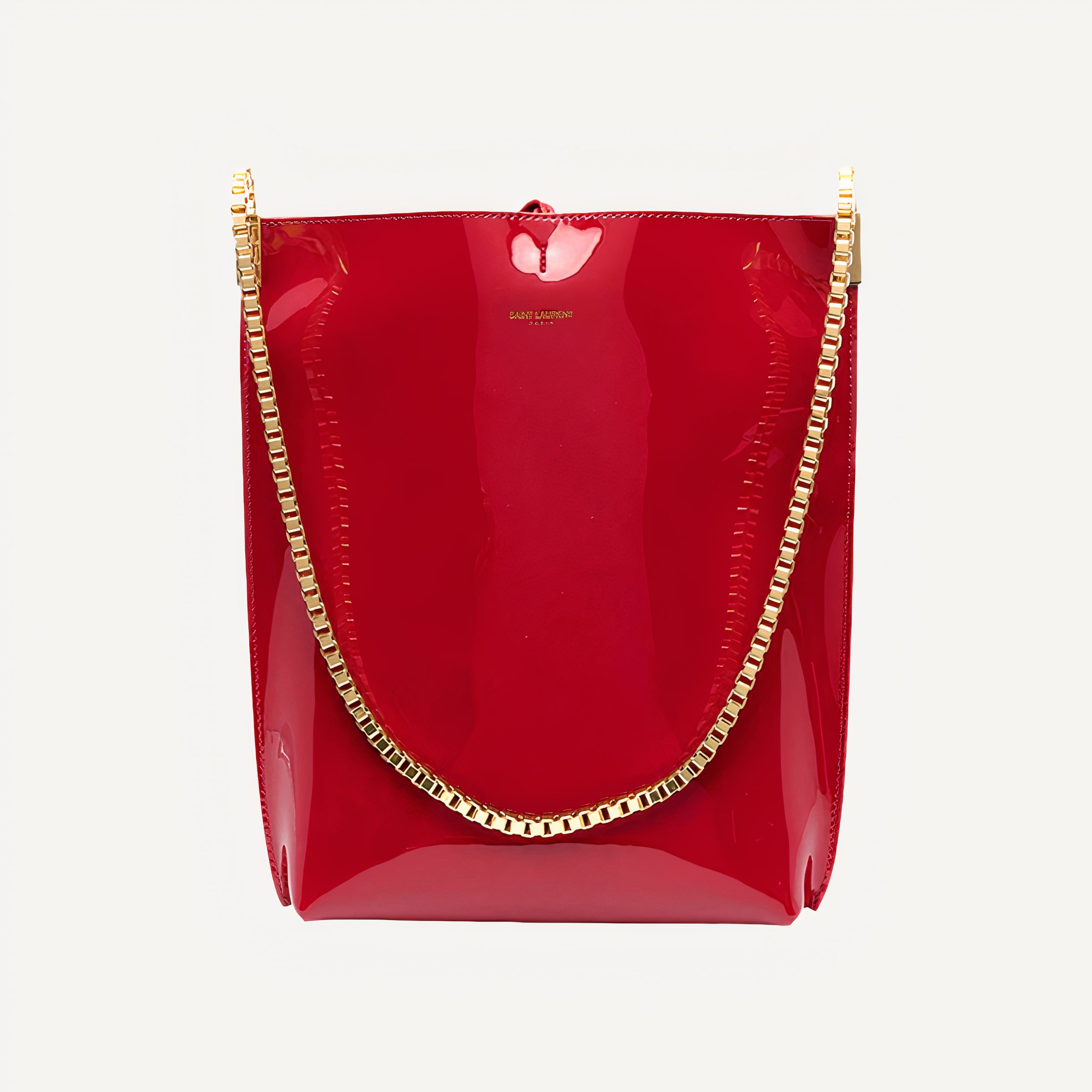 YSL Suzanne Red Patent Leather Small Chain Hobo Bag