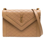 YSL Gabby Monogram Quilted Lambskin Leather Light Brown Shoulder Bag