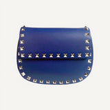 Valentino Rockstud Blue Leather Small Chain Crossbody Bag