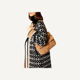 Valentino Roman Stud Large Brown Knit Cashmere Shoulder Bag
