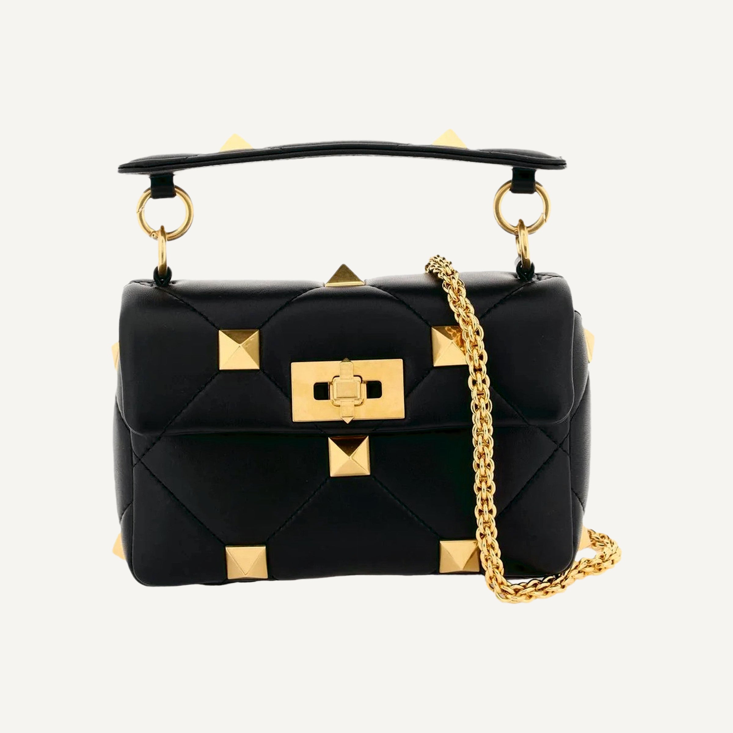 Valentino Roman Stud Black Nappa Leather Small Crossbody Bag
