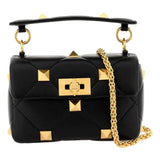 Valentino Garavani Roman Stud Small Crossbody Bag Black Nappa Leather