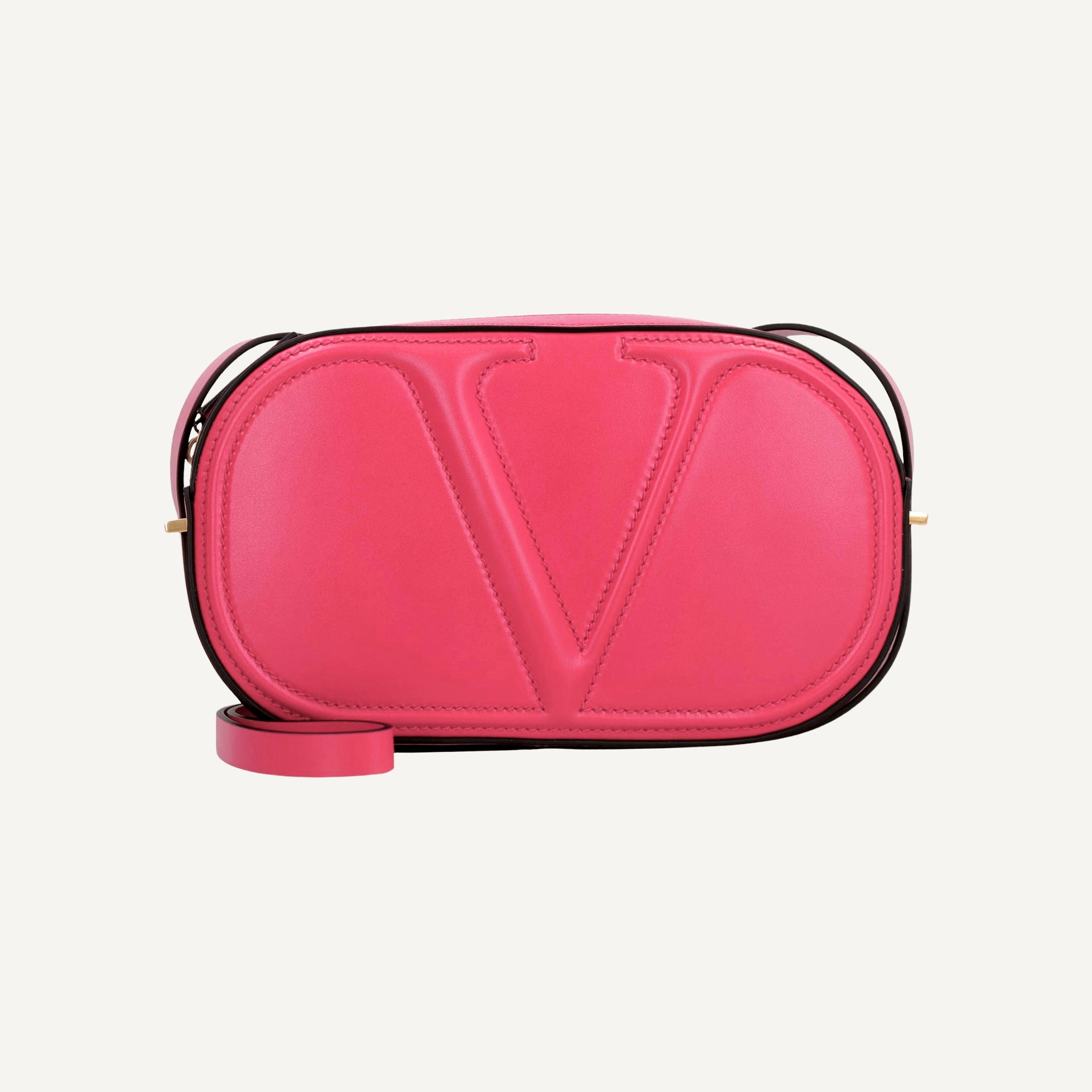Valentino V Logo Walk Pink Calf Leather Medium Crossbody Bag