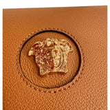 Versace Half-Moon La Medusa Vitello Leather Summer Nude Brown Crossbody Handbag
