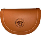 Versace Half-Moon La Medusa Vitello Leather Summer Nude Brown Crossbody Handbag